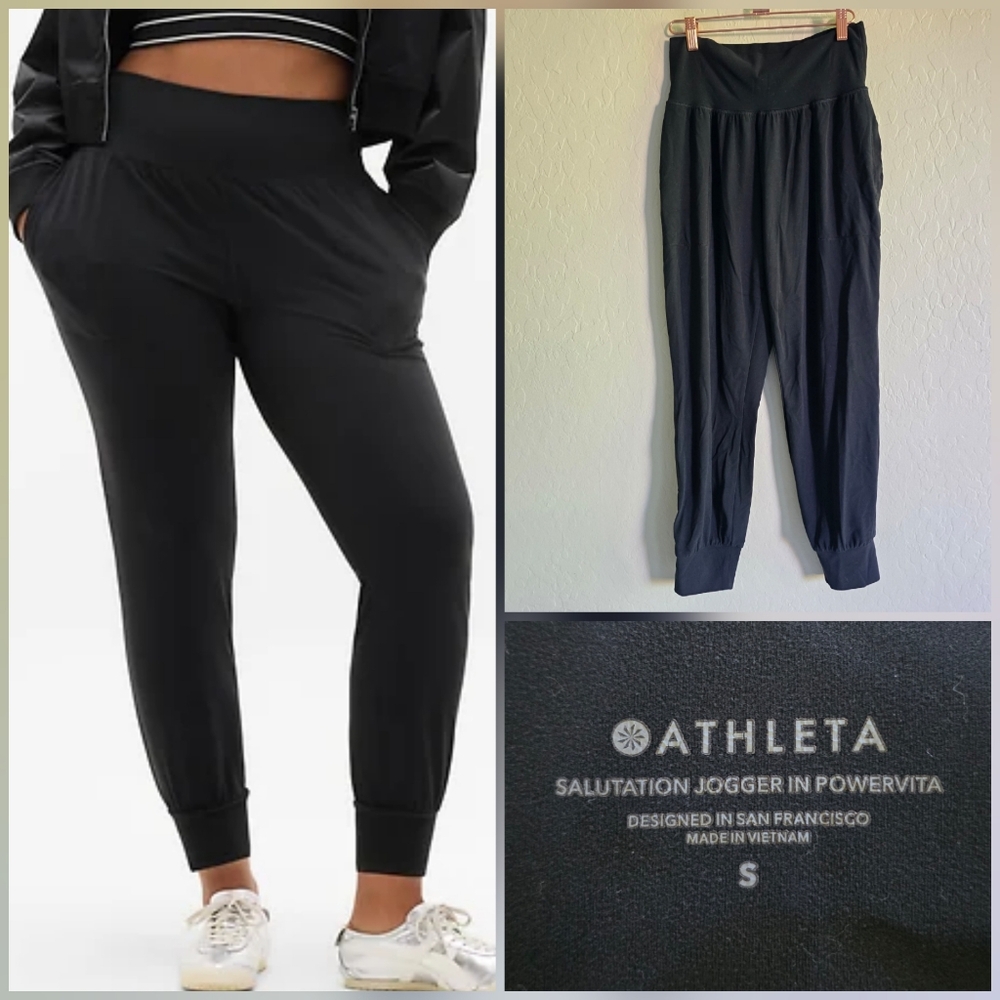 Athleta Black Salutation Jogger Pants Size Small
